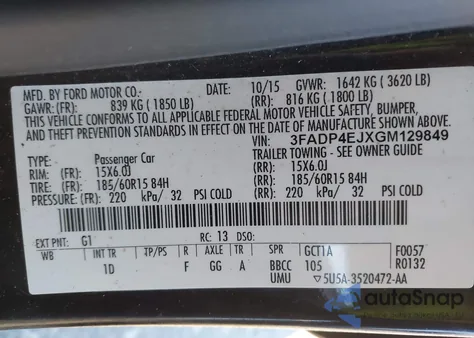 2016 Ford Fiesta Se из США, поврежденный, VIN 3FADP4EJXGM129849